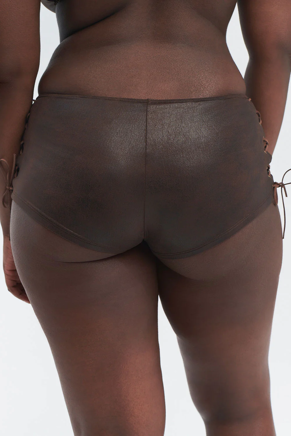 Genevieve Leather Look Full Coverage Boy Short - Cocoa - Image 3