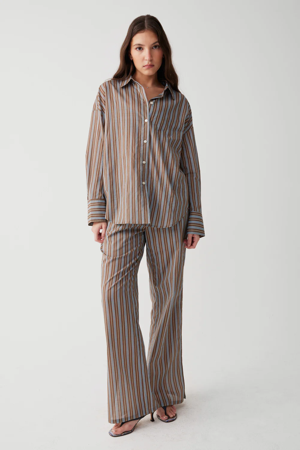 Griffin Striped Button Up Shirt - Ocean Stone - Image 4
