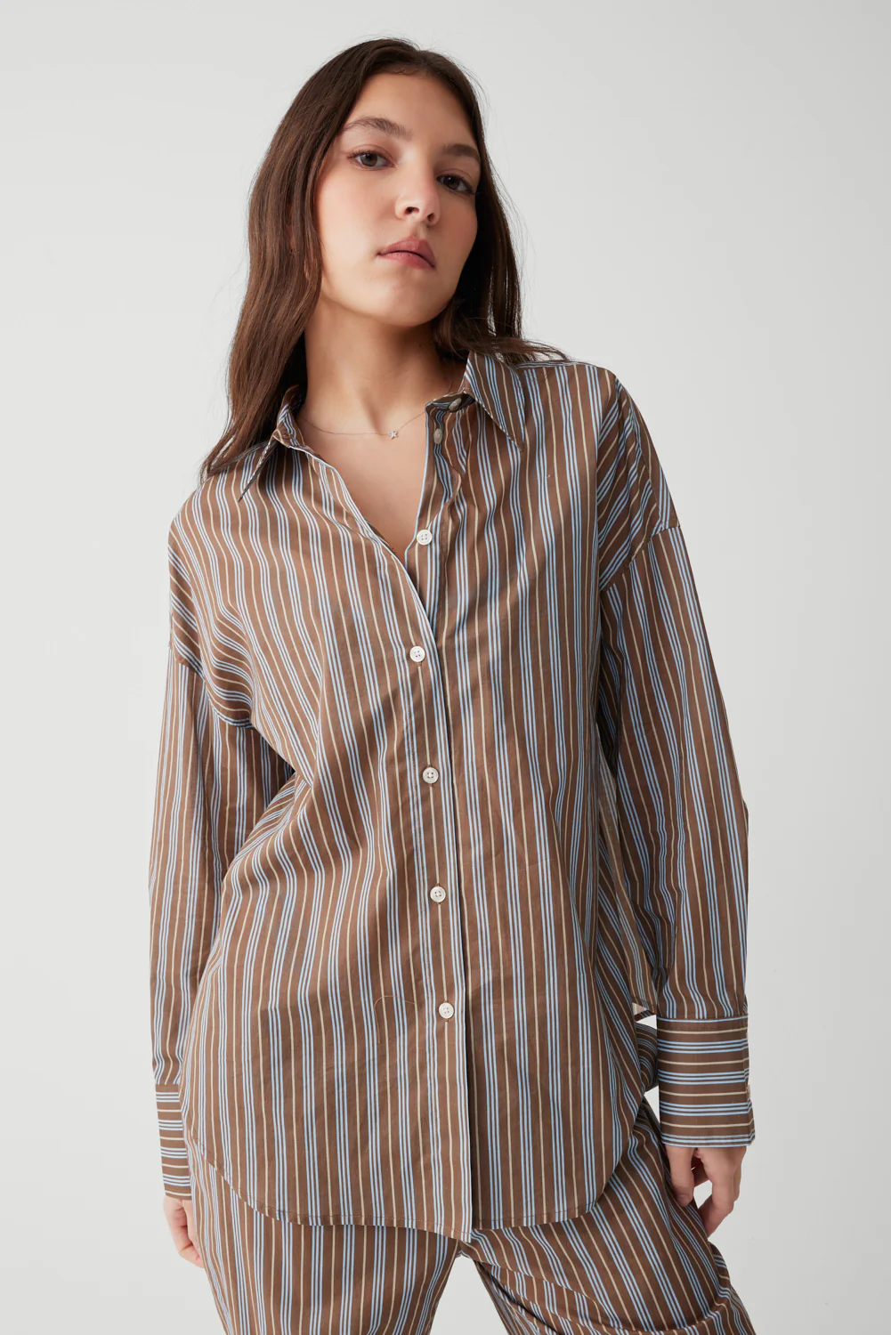 Griffin Striped Button Up Shirt - Ocean Stone - Image 5