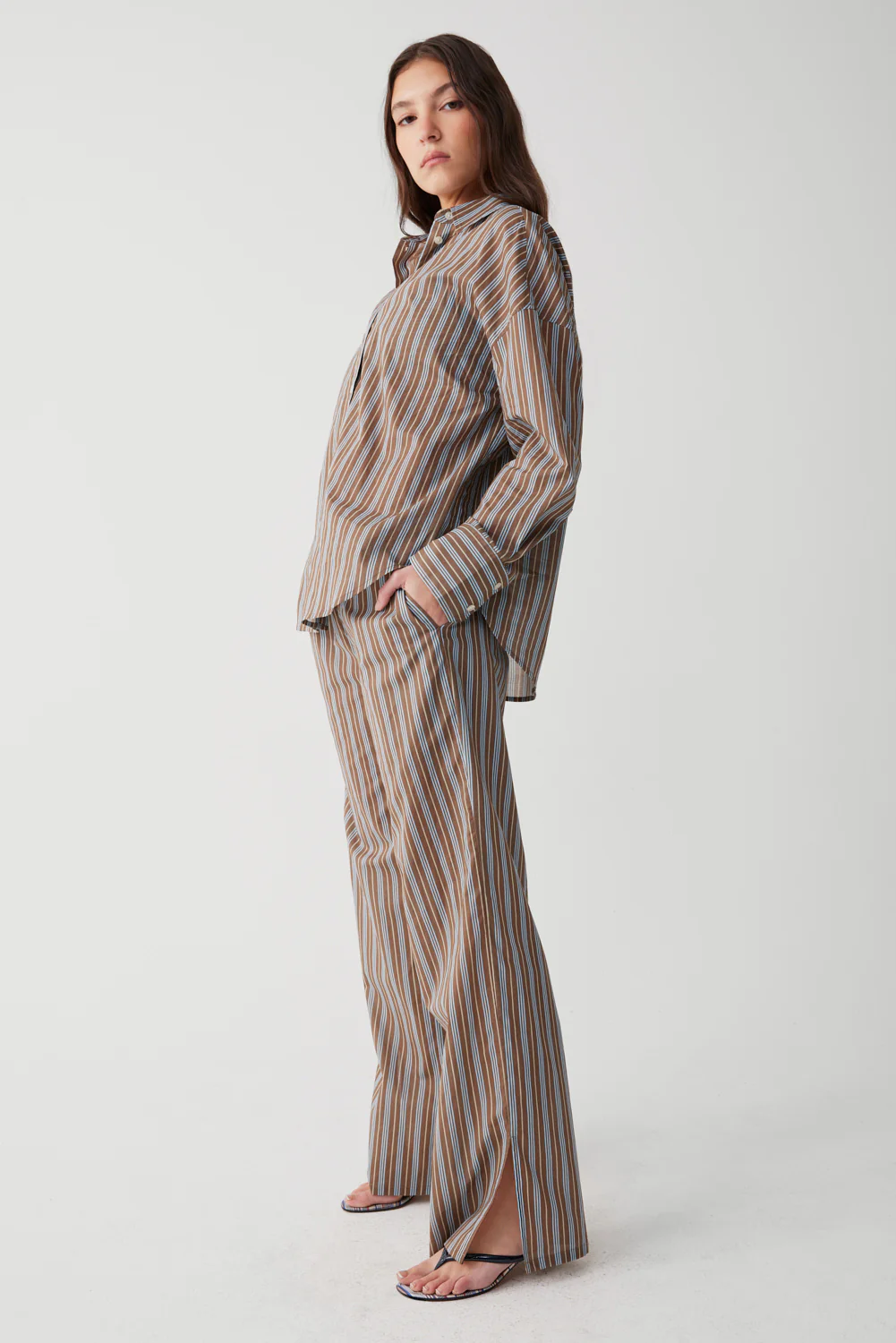 Griffin Striped Button Up Shirt - Ocean Stone - Image 6