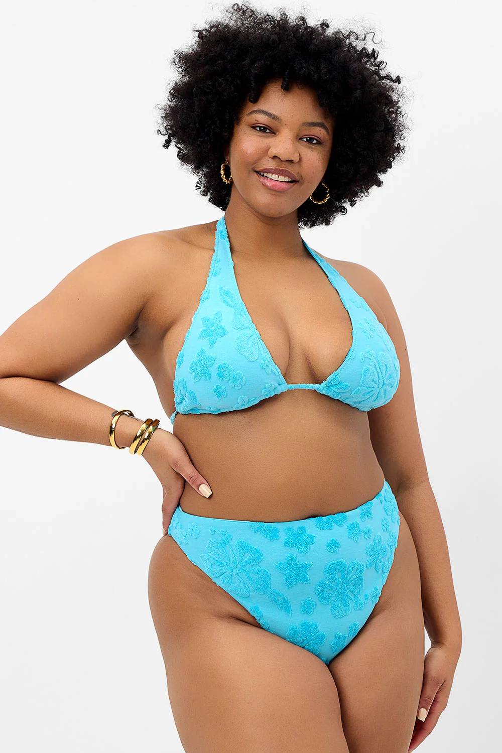 Harlow Terry Halter Bikini Top - Blue Isle - Image 2