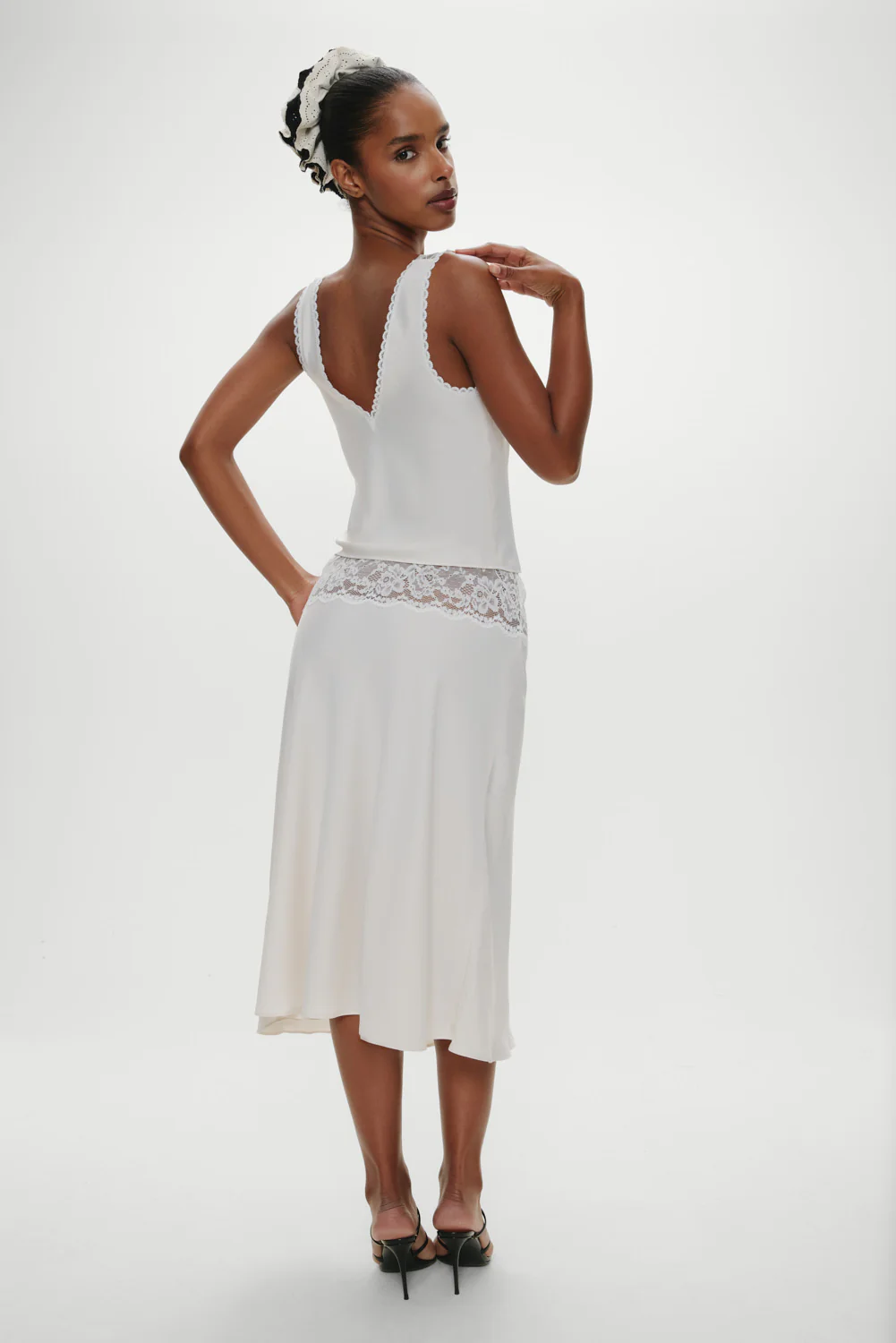 Harper Satin Lace Midi Skirt - Heaven - Image 2
