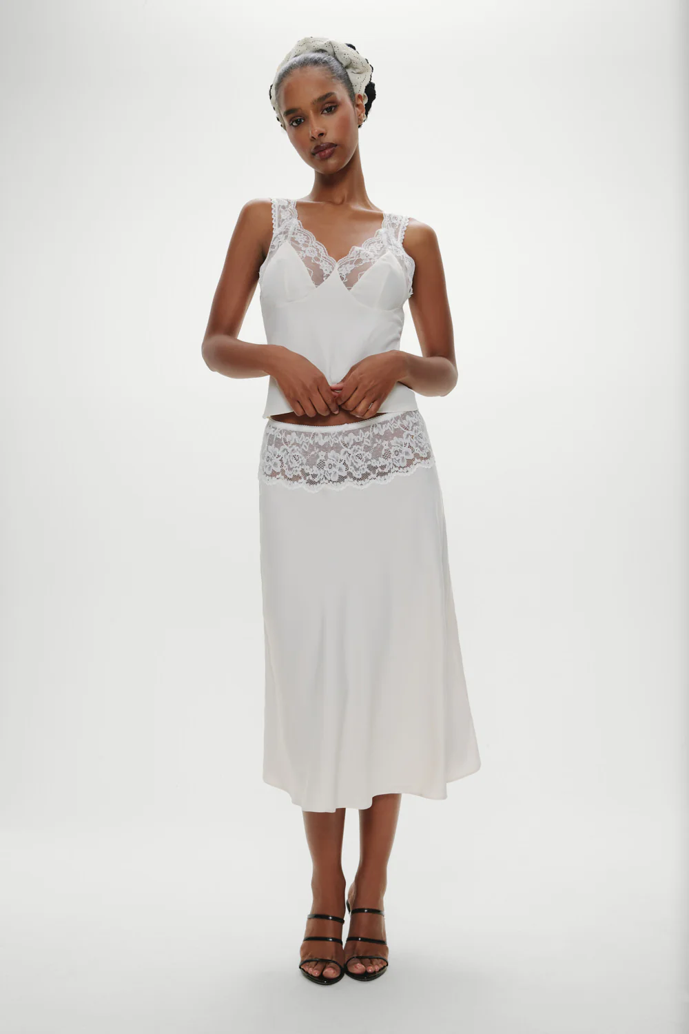 Harper Satin Lace Midi Skirt - Heaven - Image 4