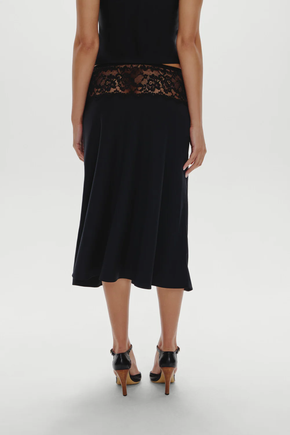 Harper Satin Midi Skirt - Black - Image 4