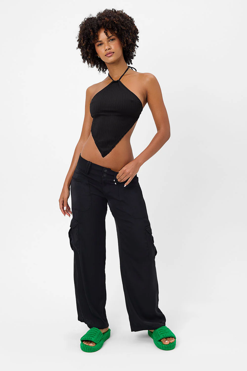 Hennie Plissé Halter Bikini Top - Black - Image 3