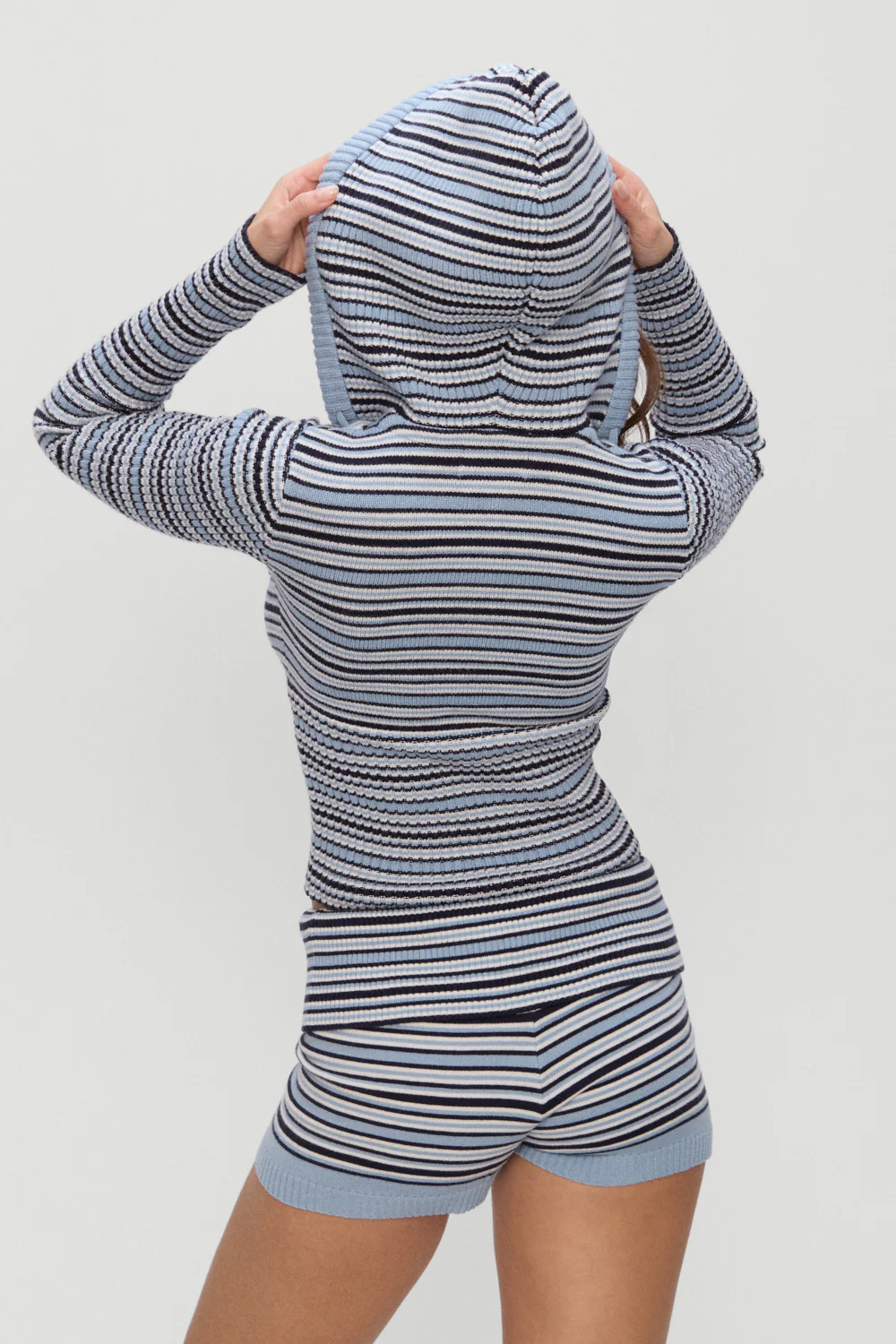 Heritage Knit Zip Up Hoodie - Blueberry Stripe - Image 4