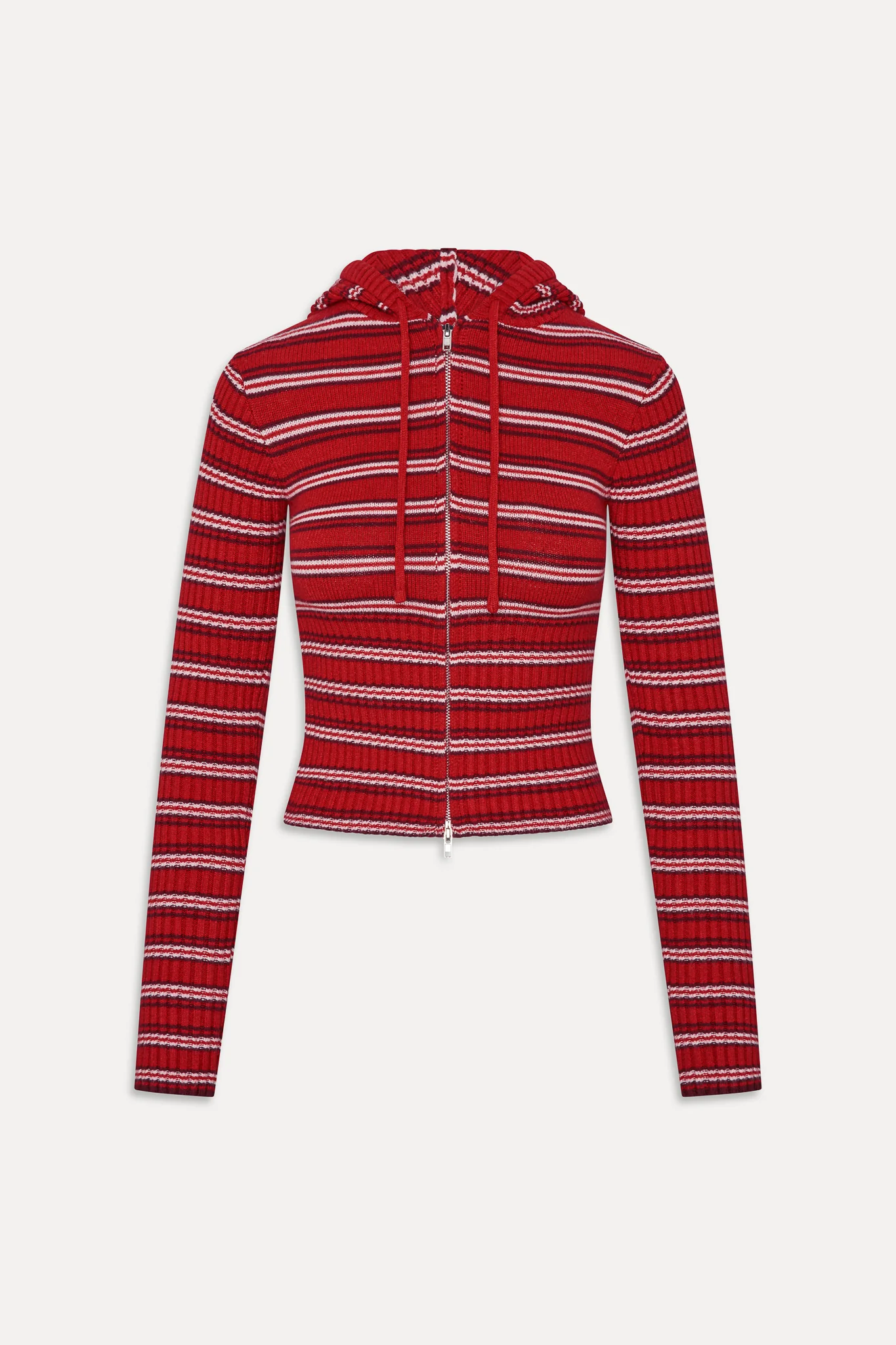 Heritage Zip Up Knit Hoodie - Strawberry Stripe - Image 3