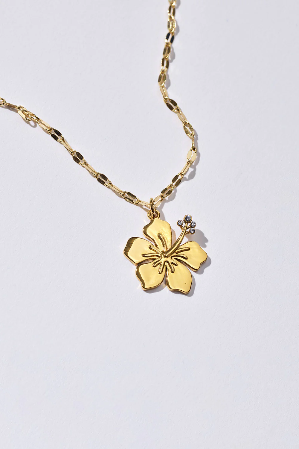 Hibiscus Charm Necklace - Gold - Image 2