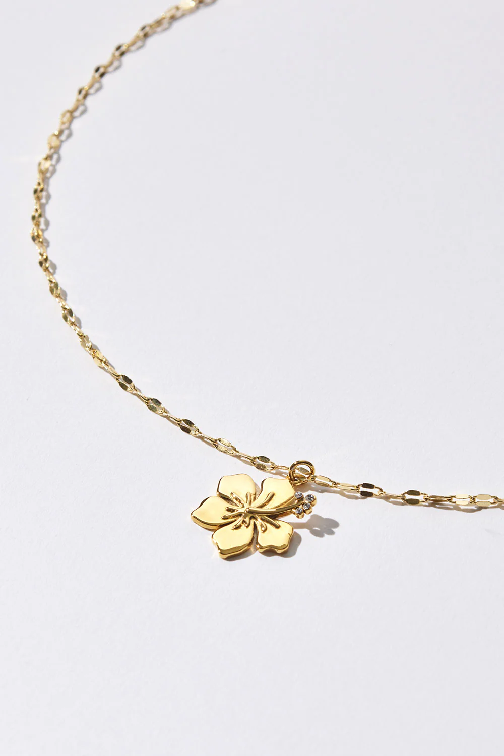Hibiscus Charm Necklace - Gold - Image 5