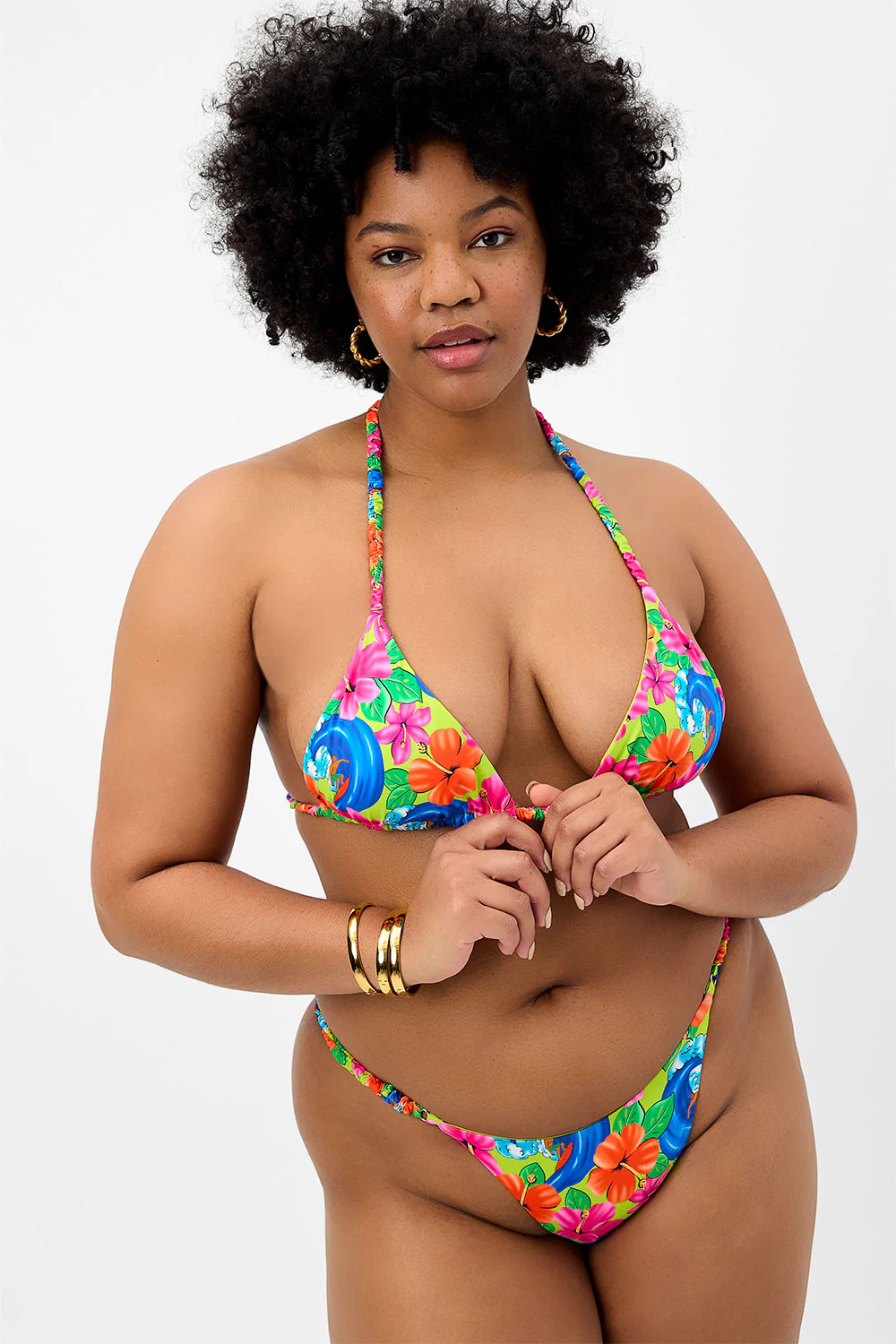 Hope Floral Triangle Bikini Top - Neon Surfer - Image 2