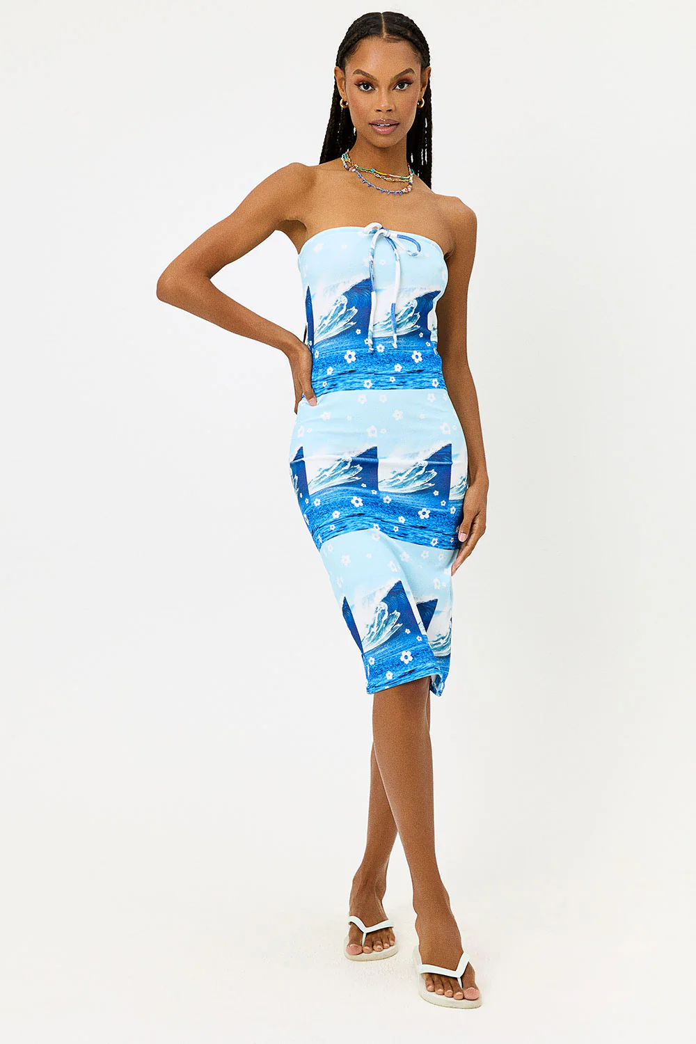 Hope Terry Strapless Dress - Blue Tides - Image 2