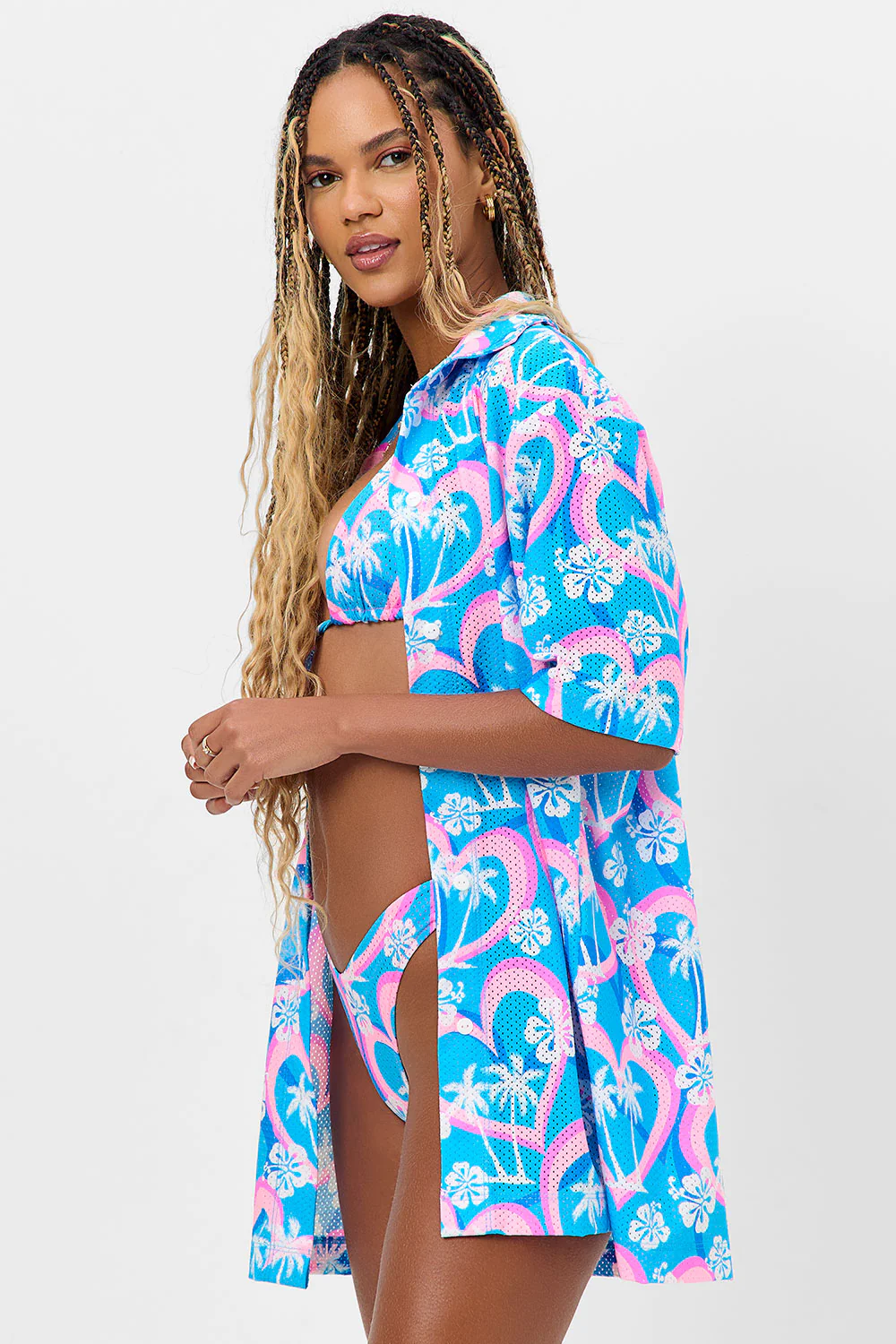 Hunter Mesh Button Up Shirt - Tropic Love - Image 2