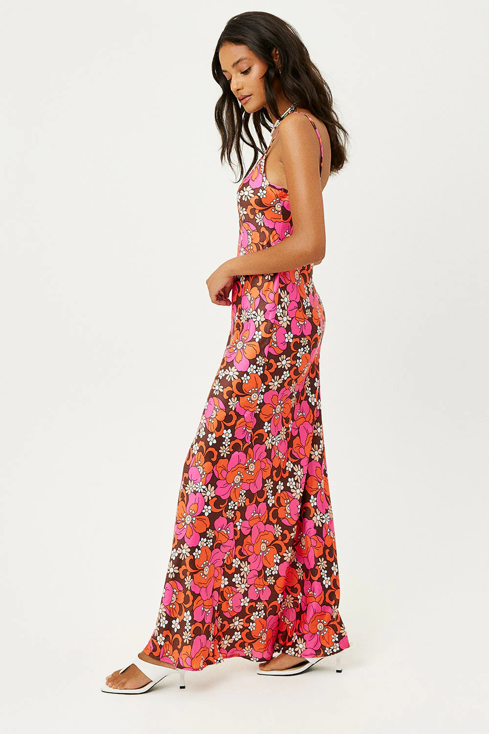 Isabel Satin Floral Dress - Tropics - Image 4