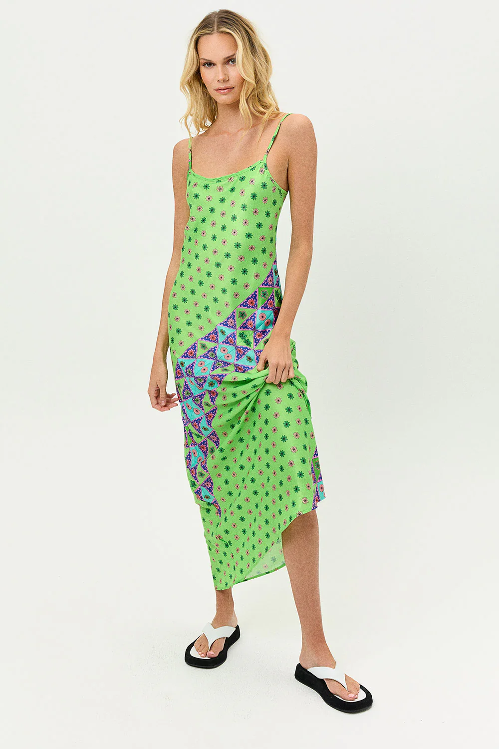 Isabel Satin Floral Dress - Versailles - Image 3