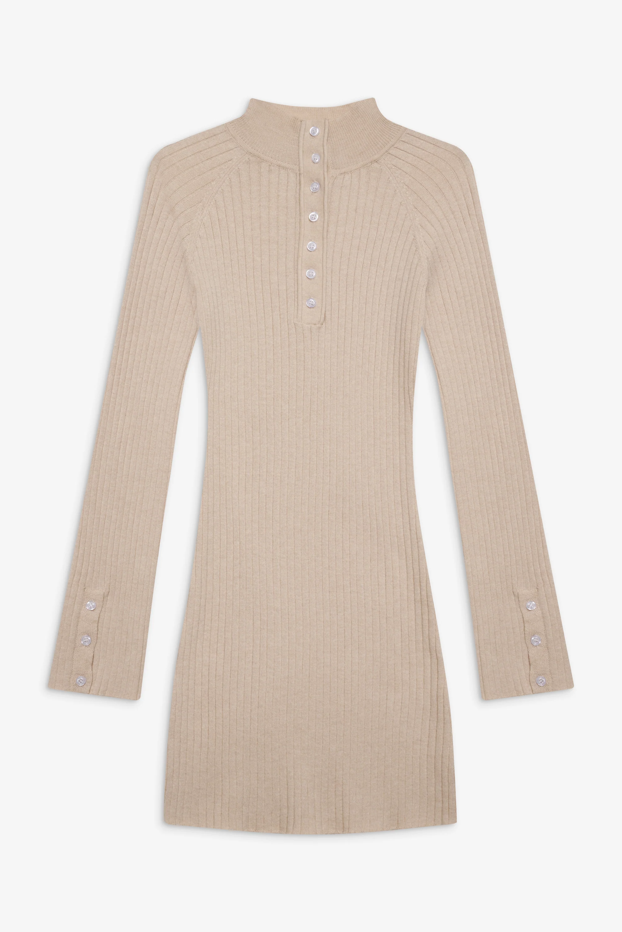 Isla Long Sleeve Mini Dress - Cream - Image 3