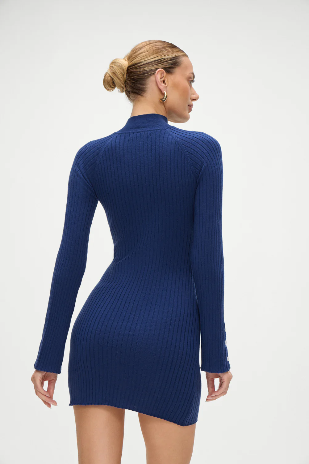 Isla Long Sleeve Mini Dress - Midnight Blue - Image 2