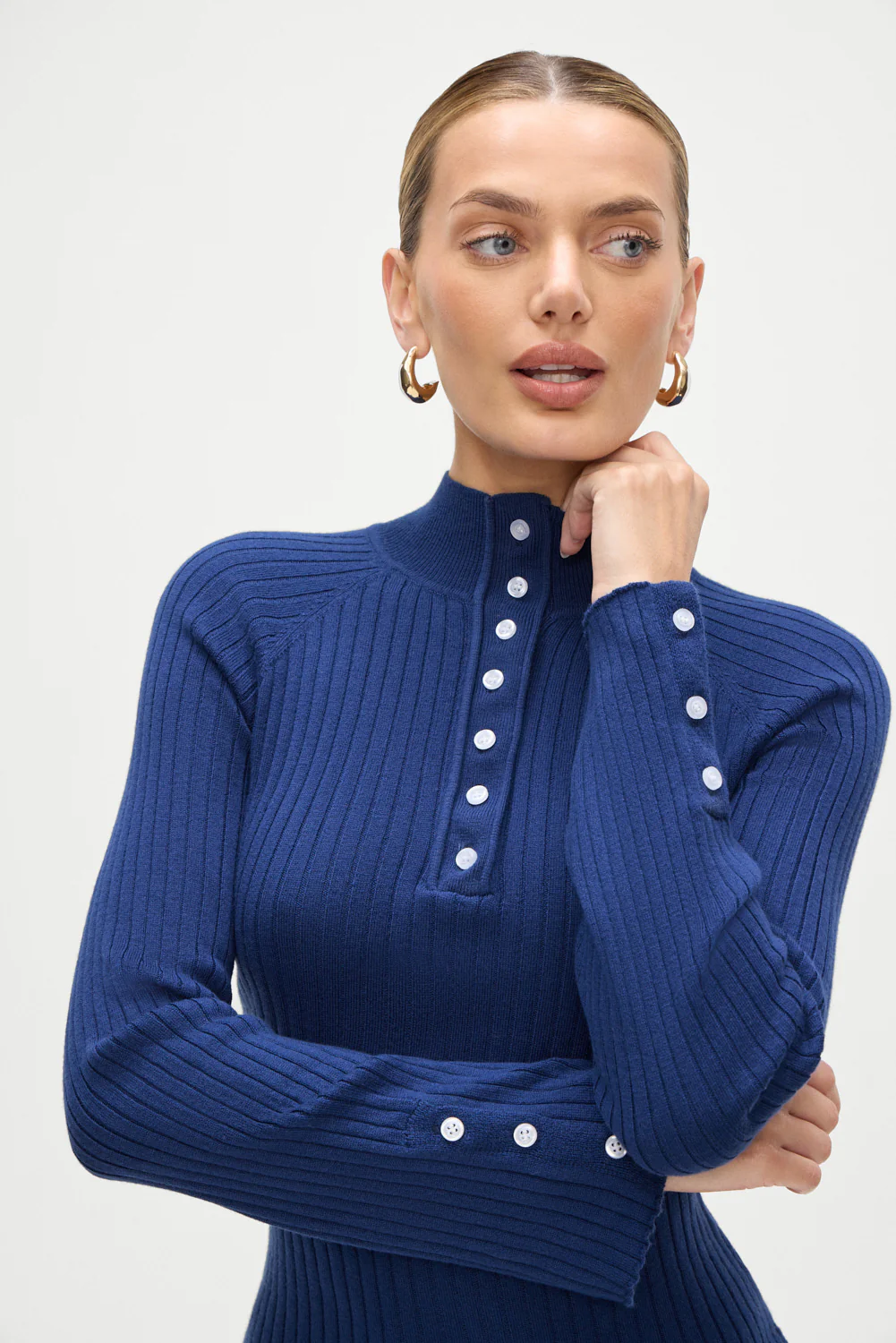 Isla Long Sleeve Mini Dress - Midnight Blue - Image 6