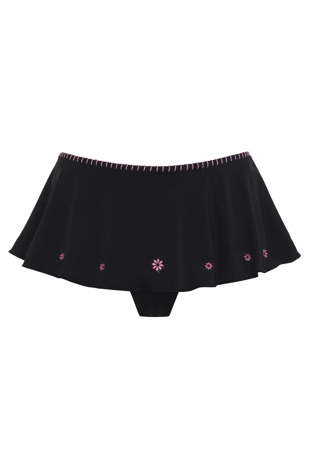 Izabella Embroidered Swim Skirt Bikini Bottom - Sea Fairy Black - Image 6