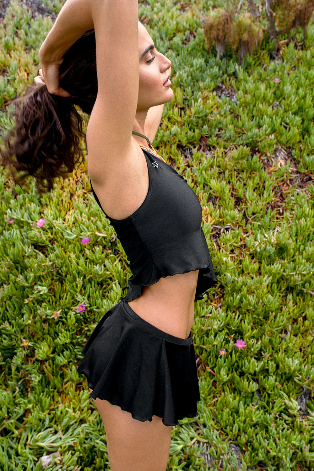 Izabella Shine Swim Skirt Bikini Bottom - Black - Image 4