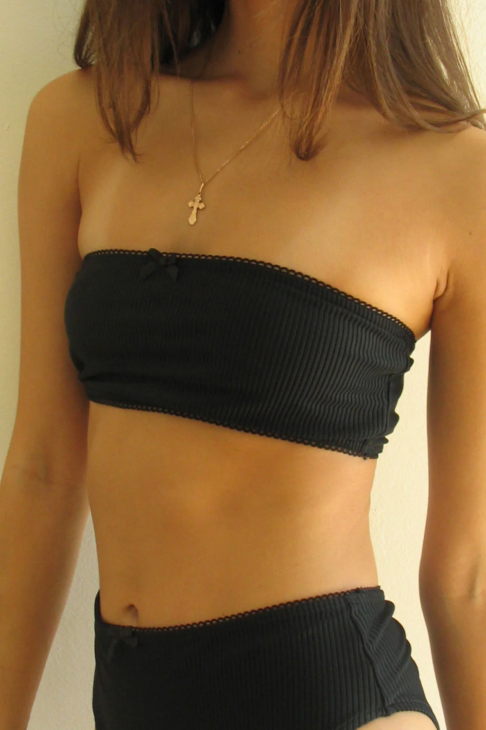 Jada Ribbed Bandeau Bikini Top - Midnight - Image 5