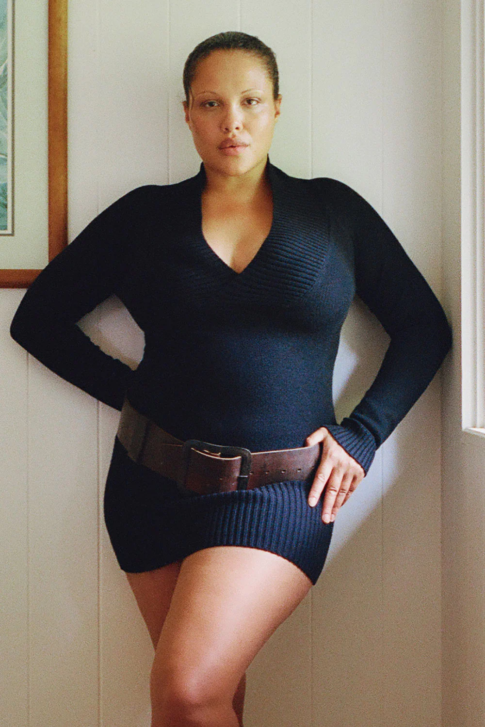 Jade Long Sleeve Knit Mini Dress - Black - Image 6