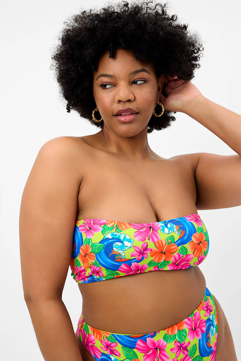 Jean Floral Bandeau Bikini Top - Neon Surfer - Image 2