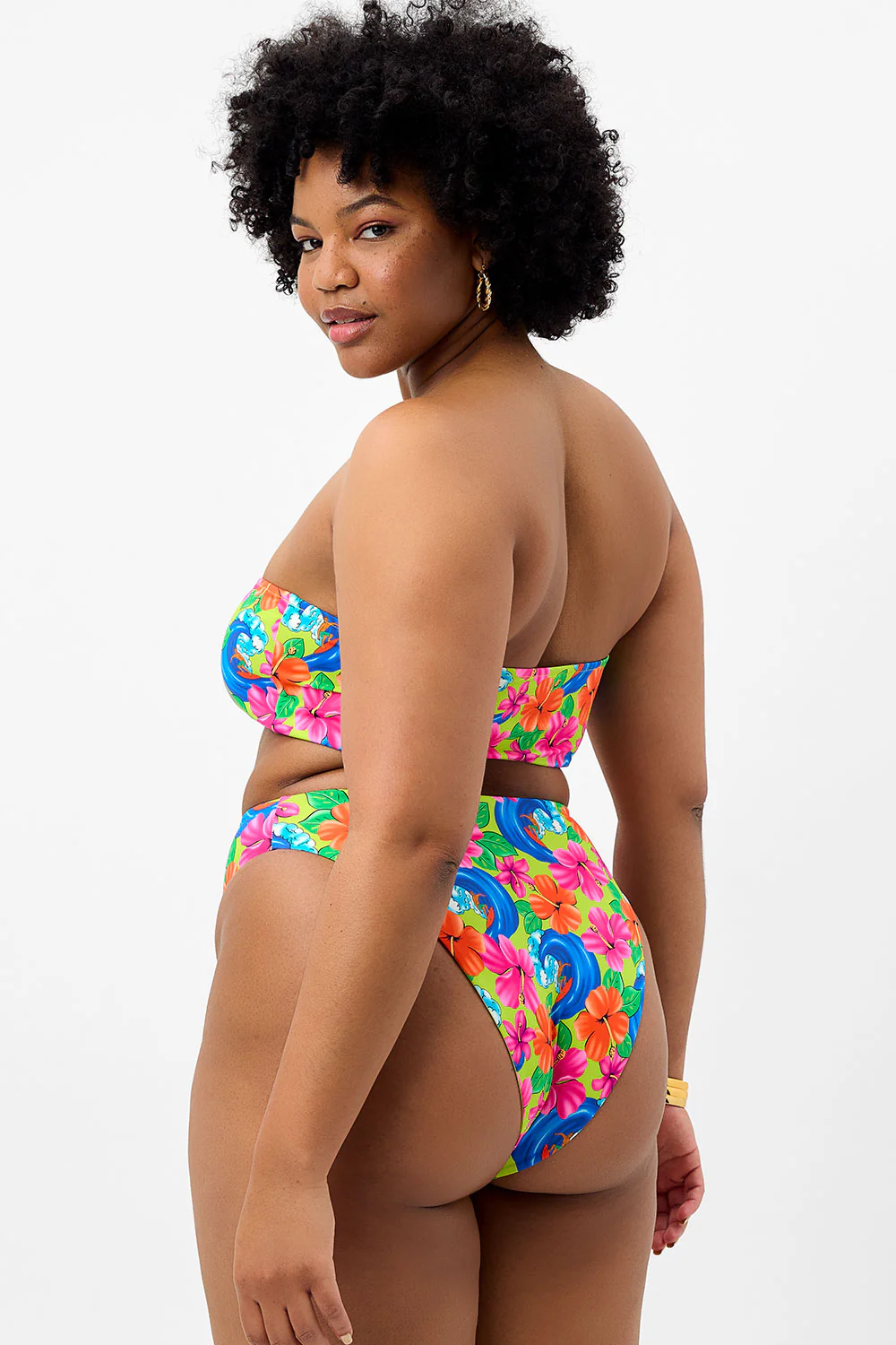 Jean Floral Bandeau Bikini Top - Neon Surfer - Image 3