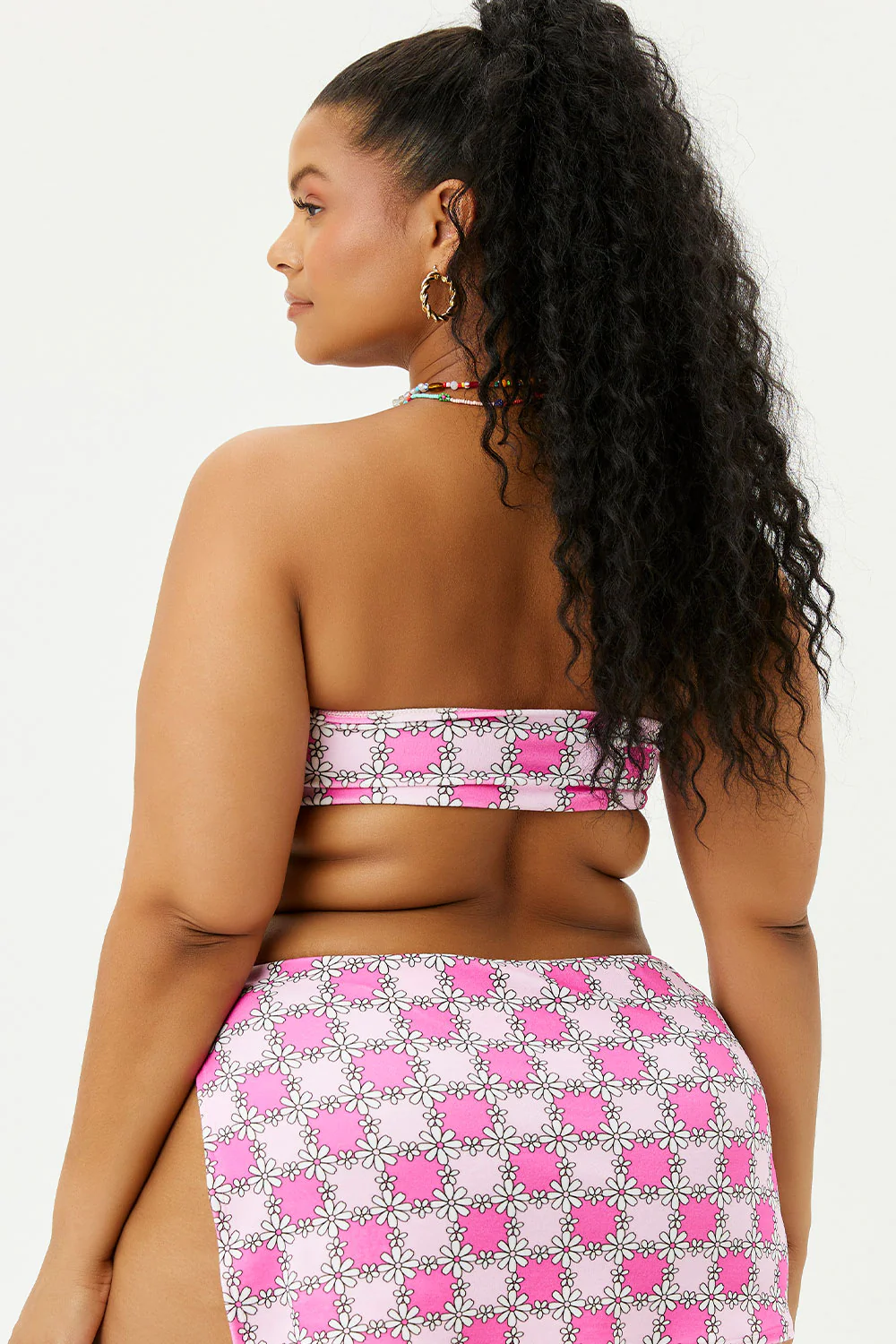 Jeanette Terry Strapless Bikini Top - Pink Daisy - Image 3