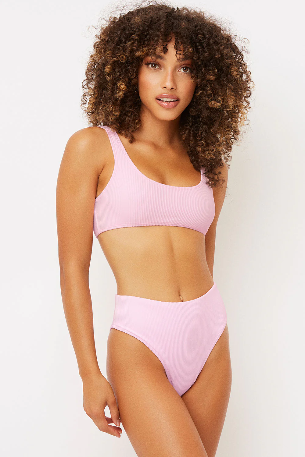 Jenna High Waist Bikini Bottom - Love Pink - Image 3
