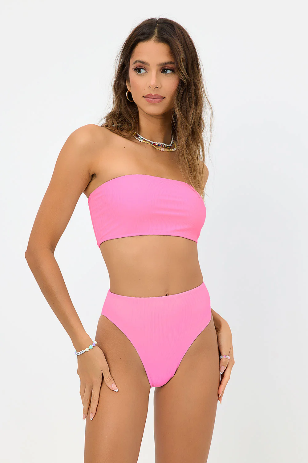 Jenna Ribbed High Waist Bikini Bottom - Cherub - Image 3