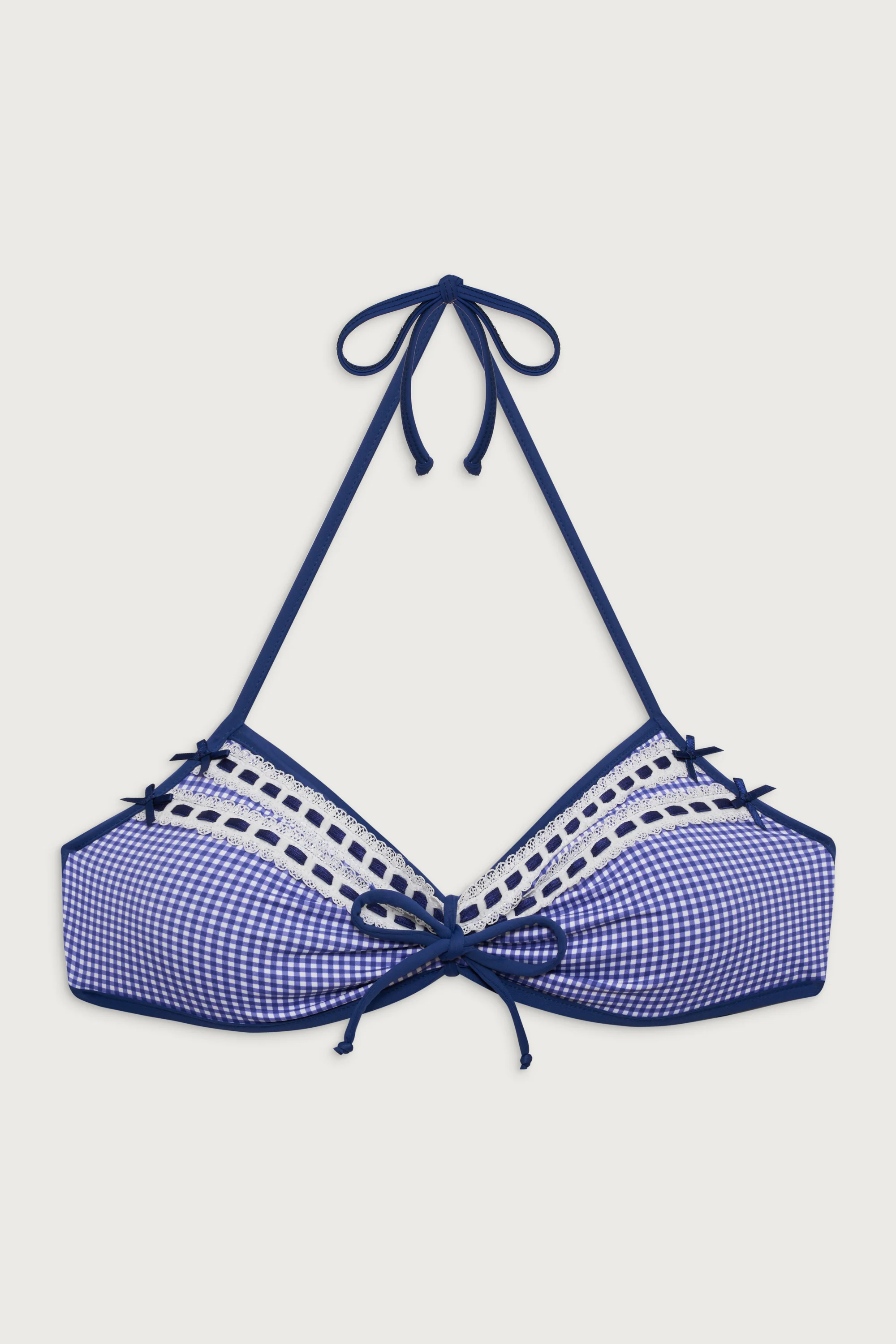 Jessup Triangle Halter Bikini Top - Sailor Gingham - Image 3