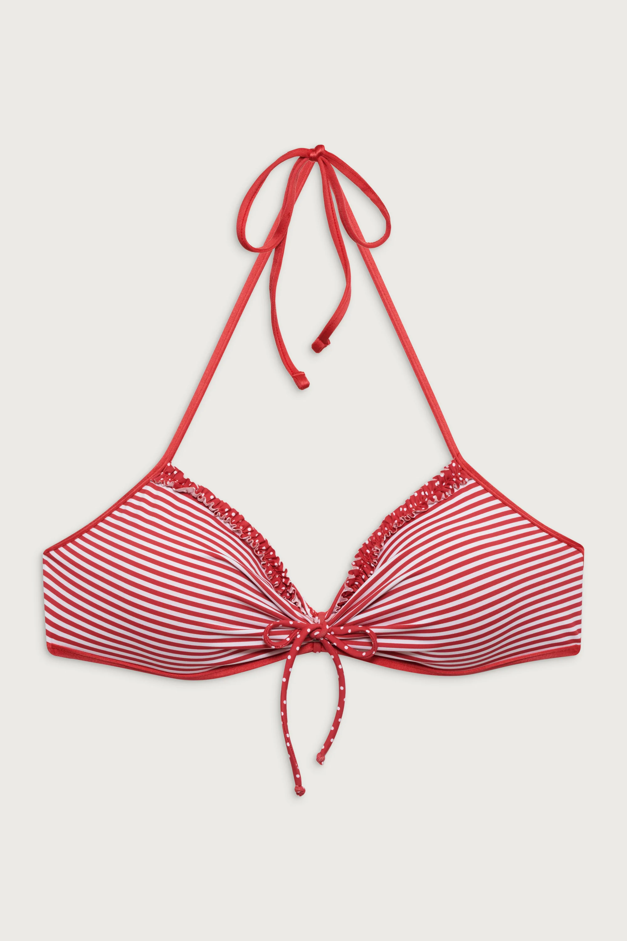 Jessup Triangle Halter Bikini Top - Scarlet Stripe - Image 3