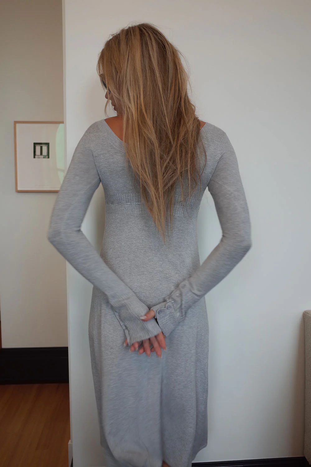 Jewel Lightweight Knit Midi Cardigan - Heather Grey - Image 4