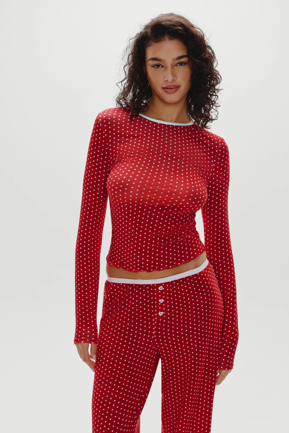 Joy Long Sleeve Sleep Shirt - Holiday Dot - Image 6