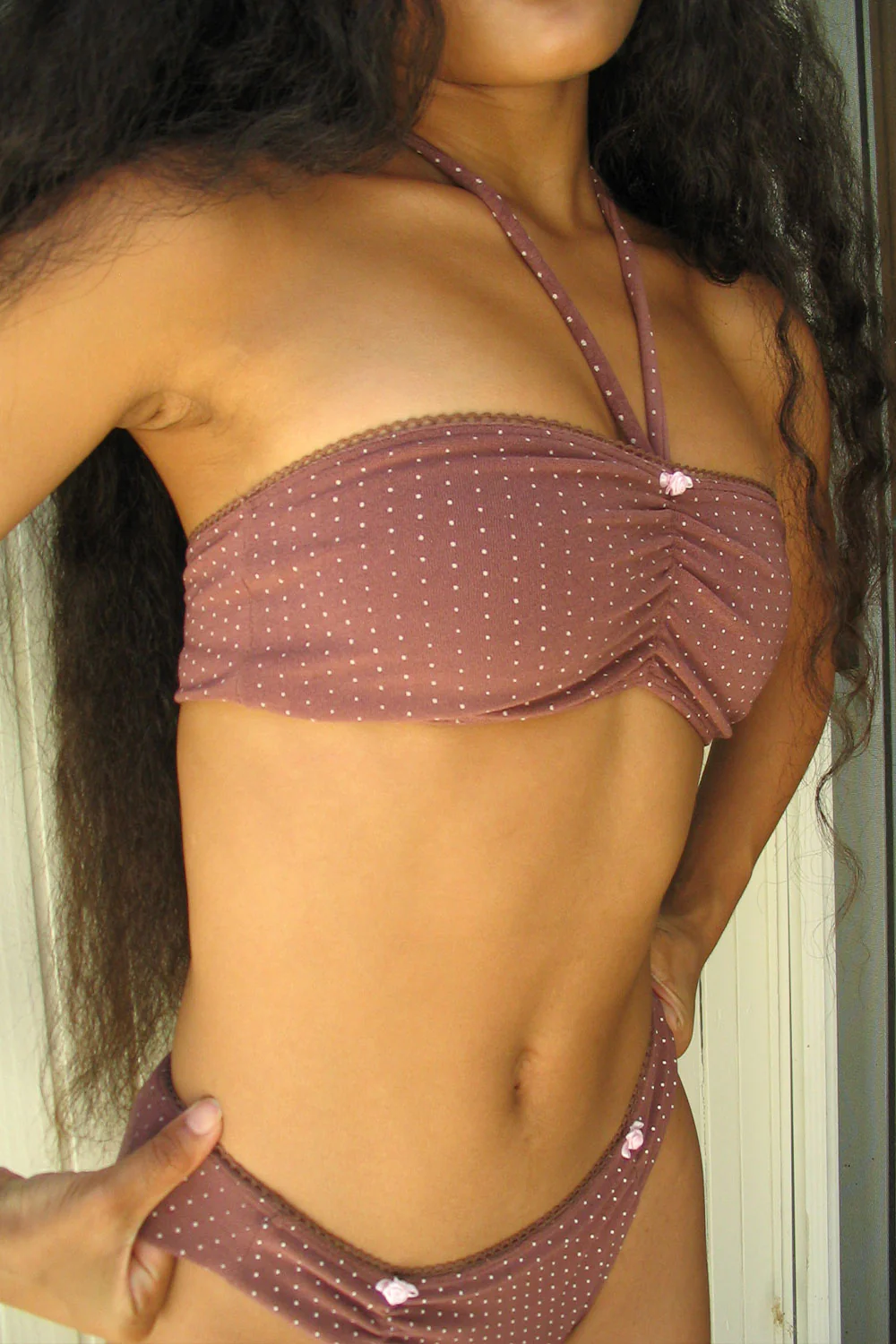 Jupiter Terry Bandeau Bikini Top - Chocolate - Image 4