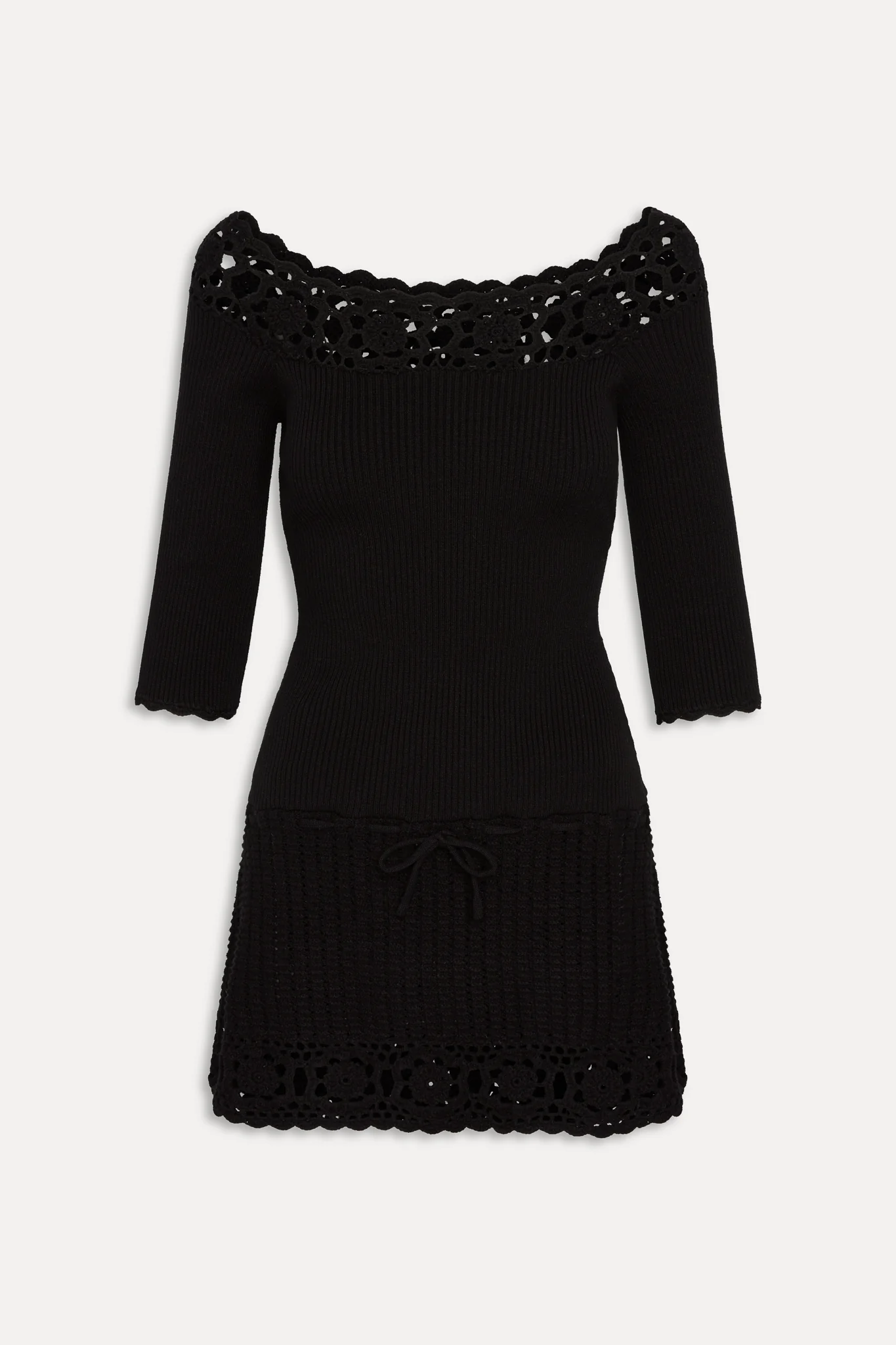 Kaia Crochet Knit Mini Dress - Black - Image 3