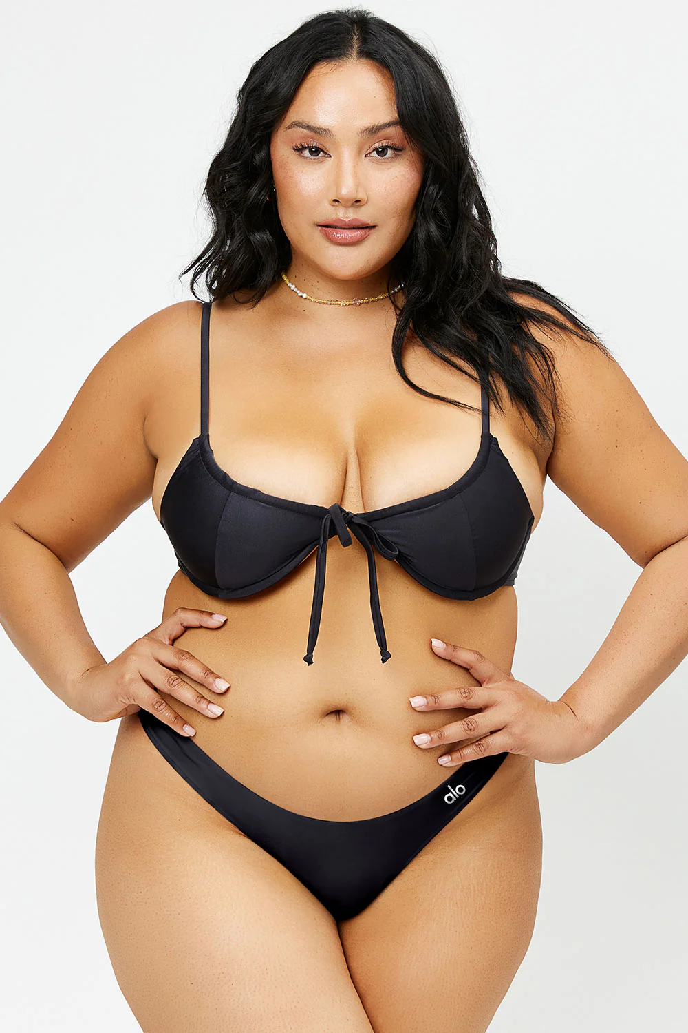Katarina Satin Cheeky Bikini Bottom - Black - Image 3