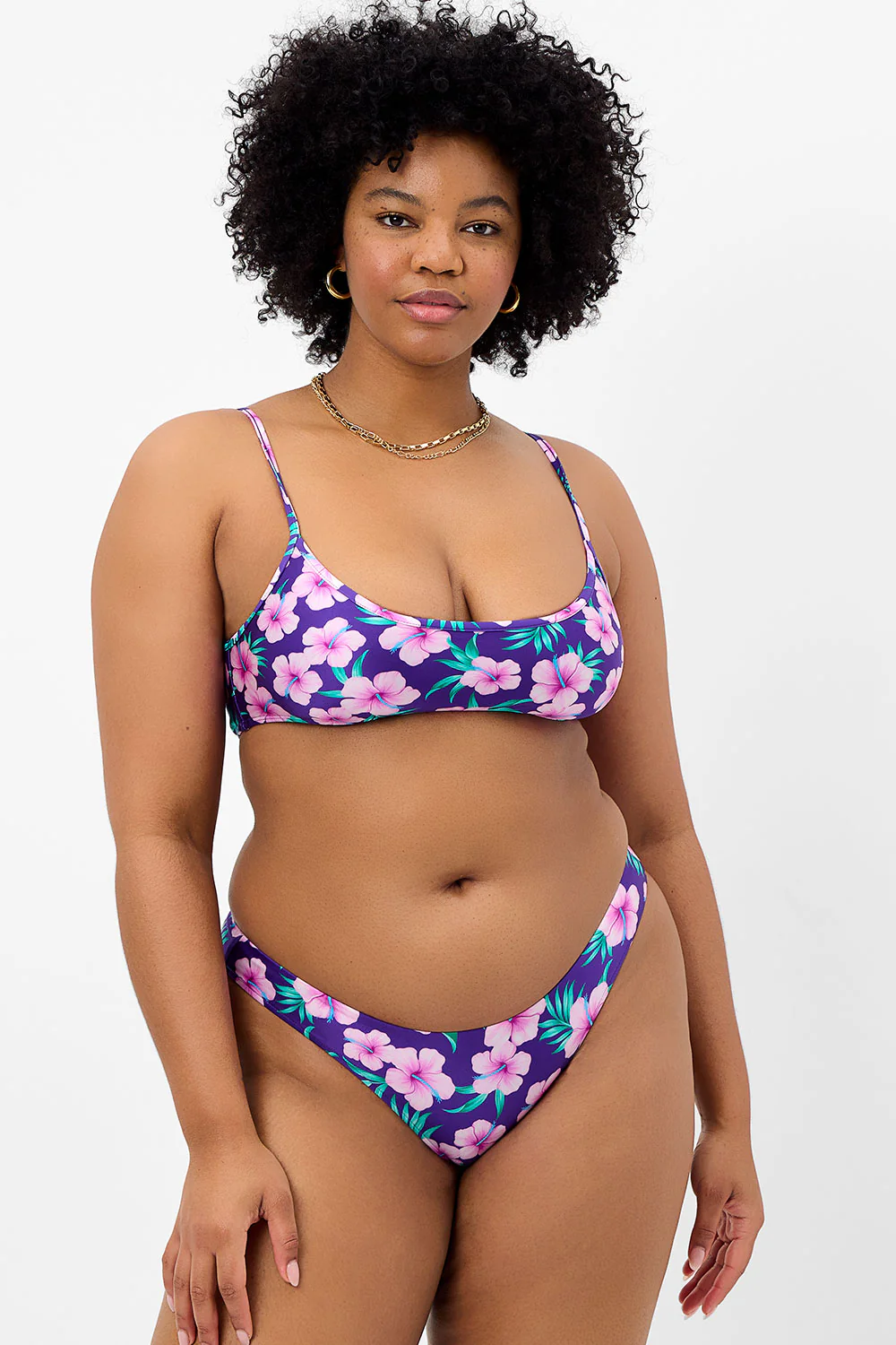 Katarina Shine Cheeky Bikini Bottom - Purple Hibiscus - Image 4