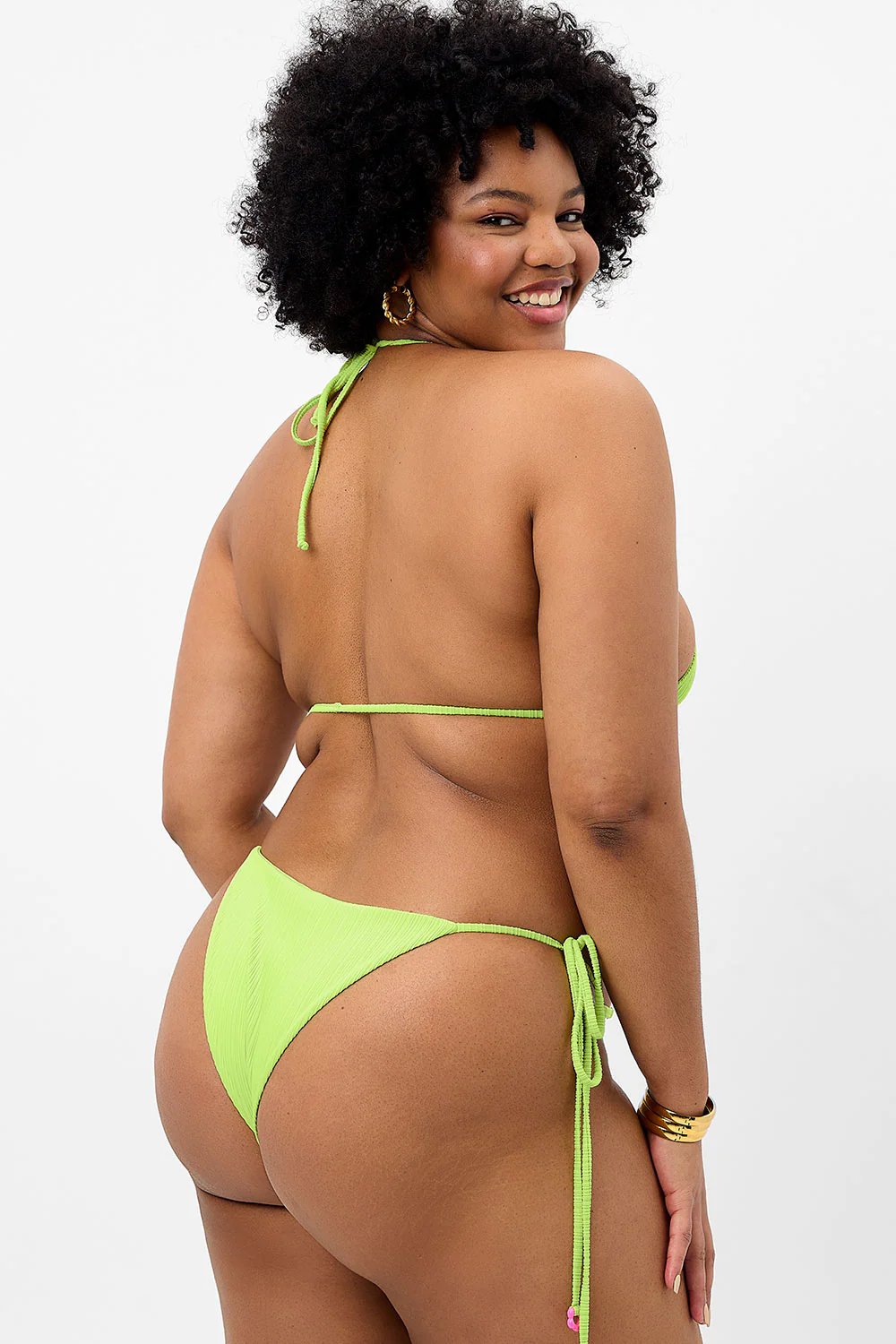 Keira Plissé Cheeky Bikini Bottom - Kiwi - Image 2