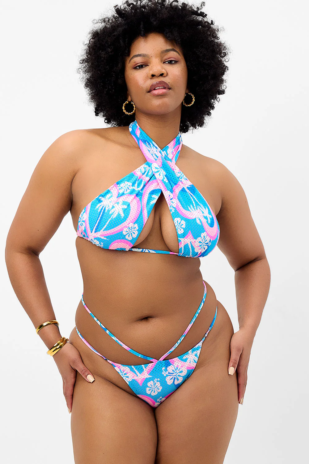 Layla Mesh String Bikini Bottom - Tropic Love - Image 3