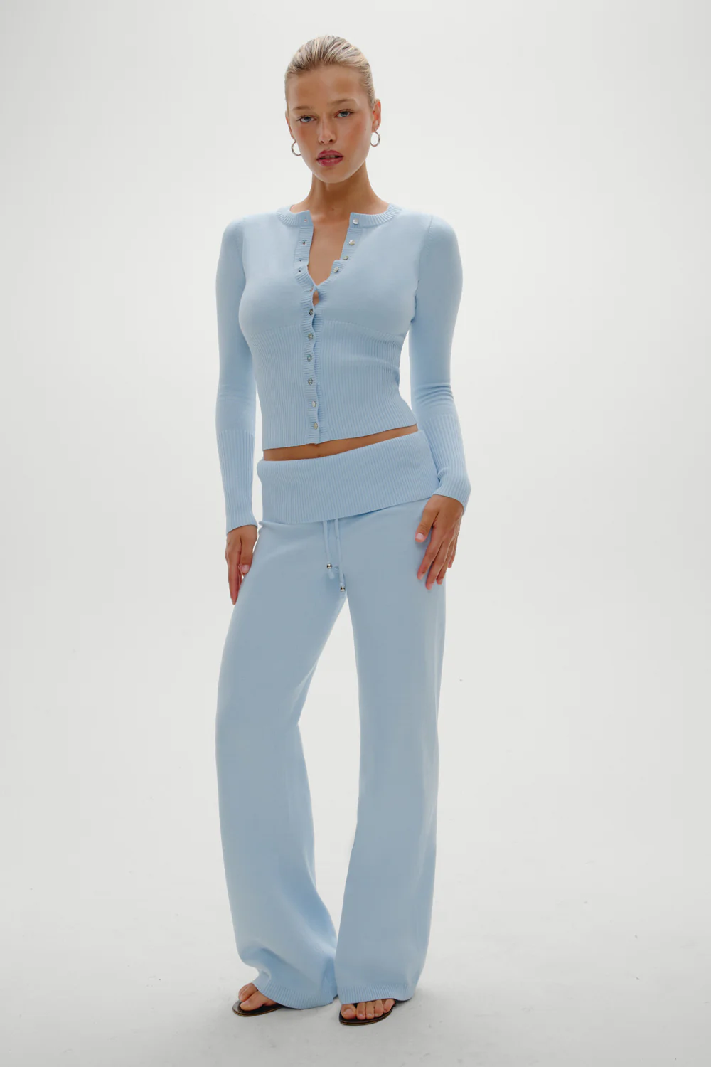 Lenon Button Up Knit Sweater - Daydream - Image 5