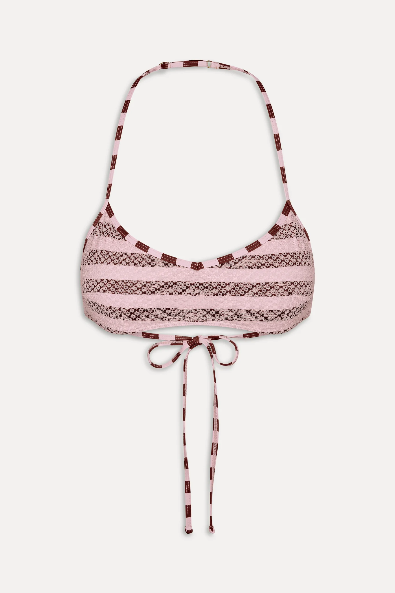 Lotus Mesh Striped Bikini Top - Strawberry Chocolate - Image 3