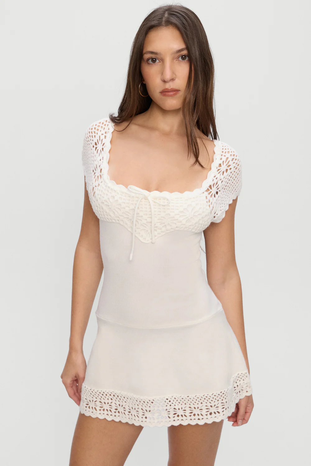 Lover Crochet Knit Mini Dress - White - Image 6