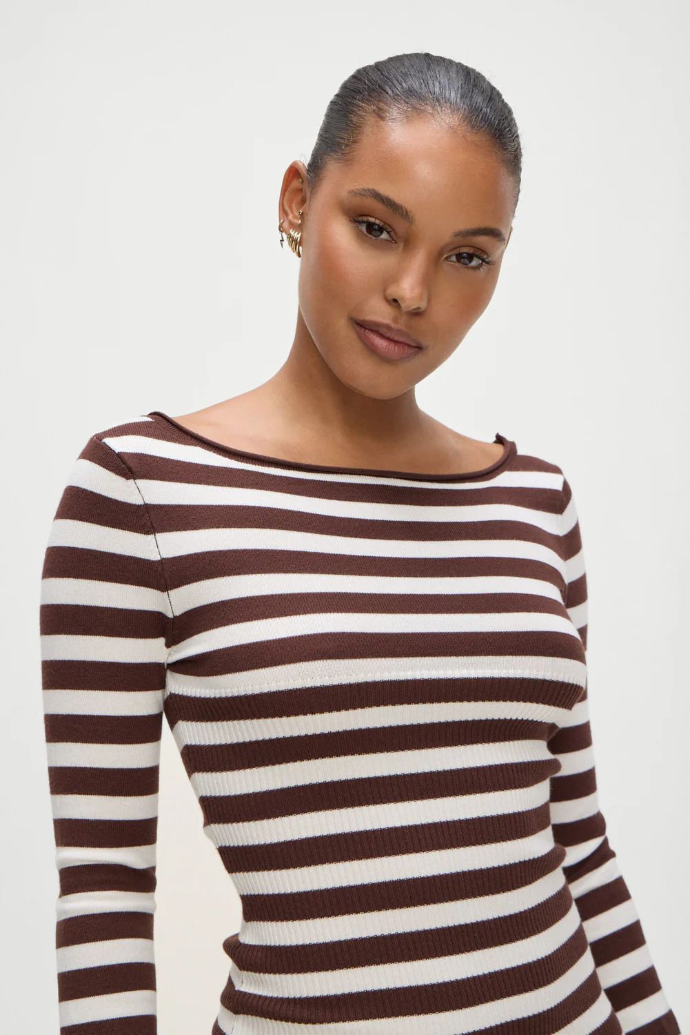 Luca Knit Mini Dress - Brown Sugar Stripe - Image 3