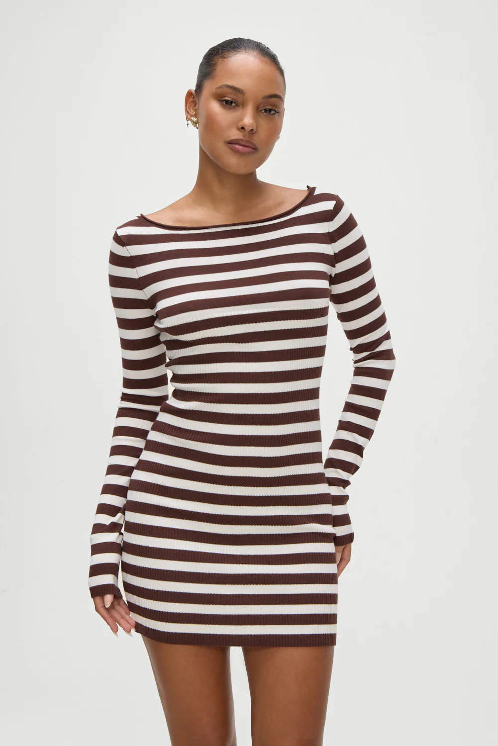 Luca Knit Mini Dress - Brown Sugar Stripe - Image 6