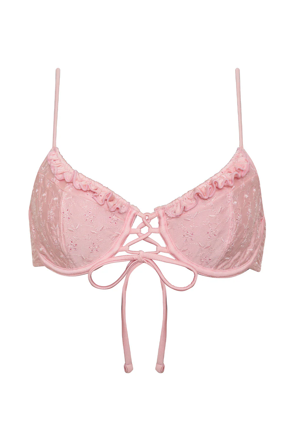 Lucia Eyelet Shine Bikini Top - Cherry Blossom - Image 6