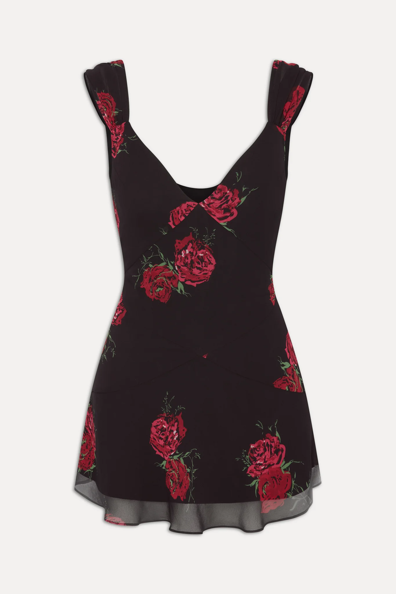Lunarose Floral Mini Dress - Black Rose Brushstroke - Image 3