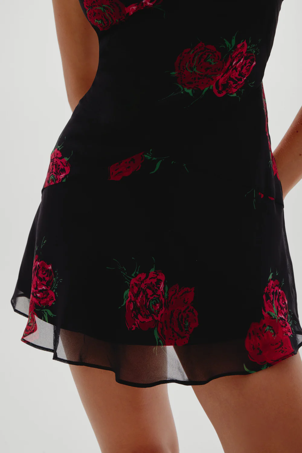 Lunarose Floral Mini Dress - Black Rose Brushstroke - Image 6