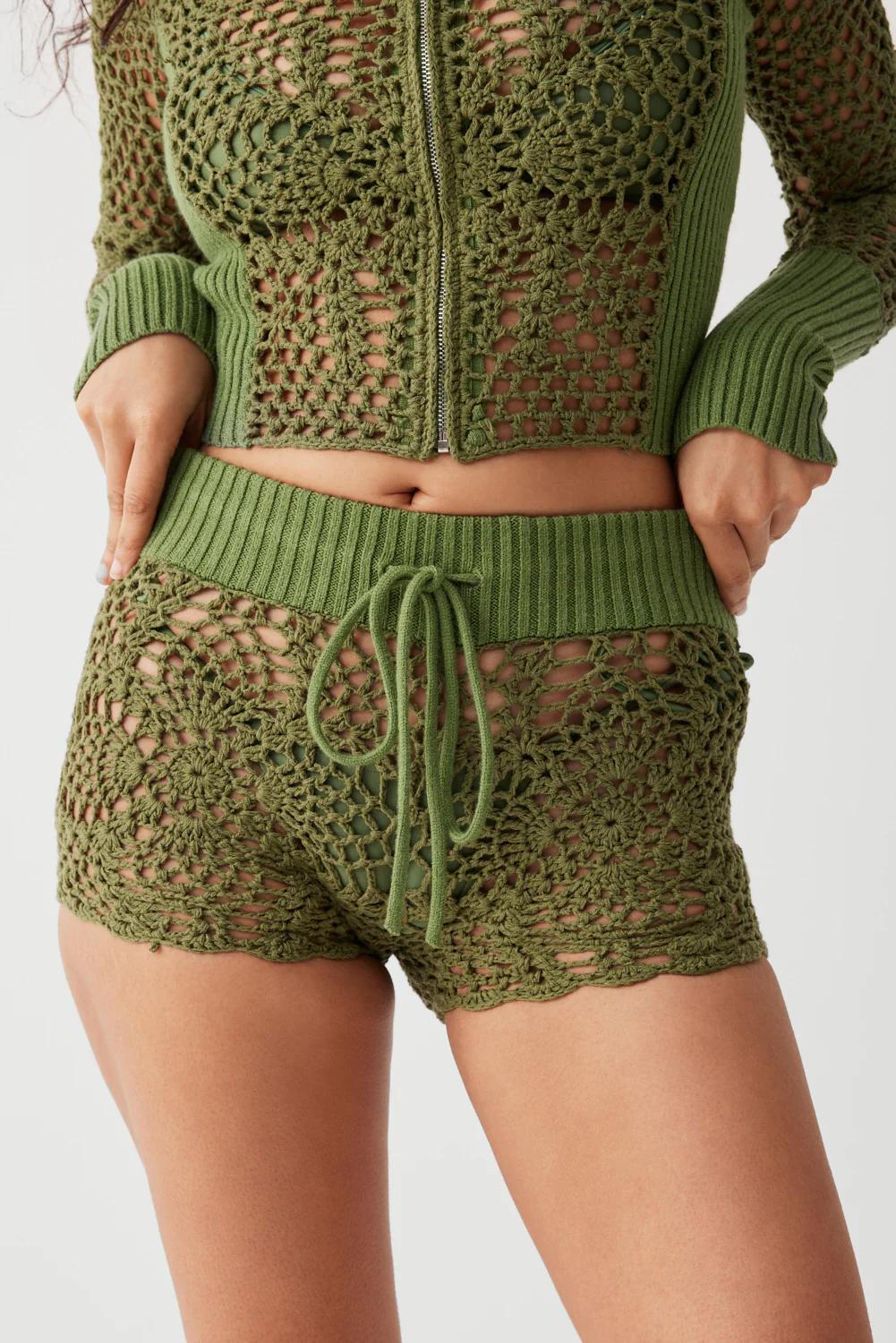 Lyla Crochet Mini Short - Sea Moss - Image 2