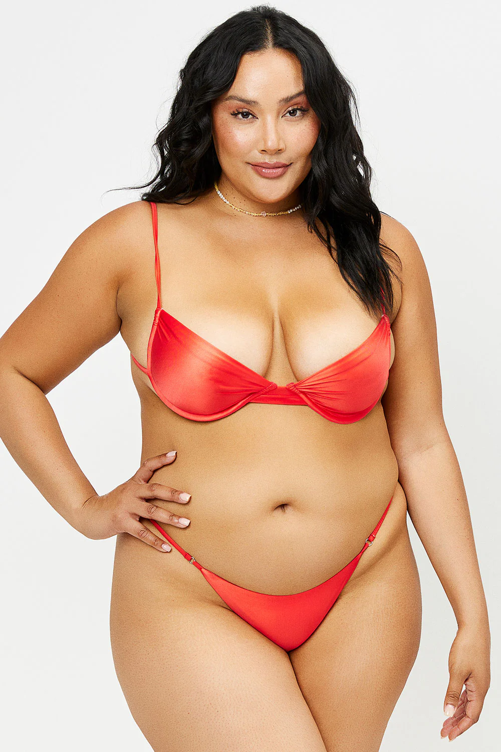 Maggie Satin Underwire Bikini Top - Grenadine - Image 3